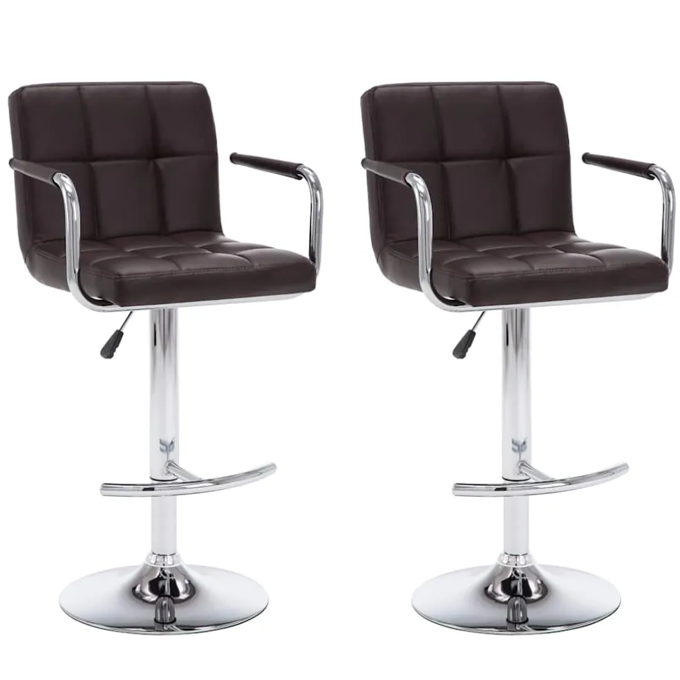 vidaXL Barstoelen 2 st kunstleer bruin