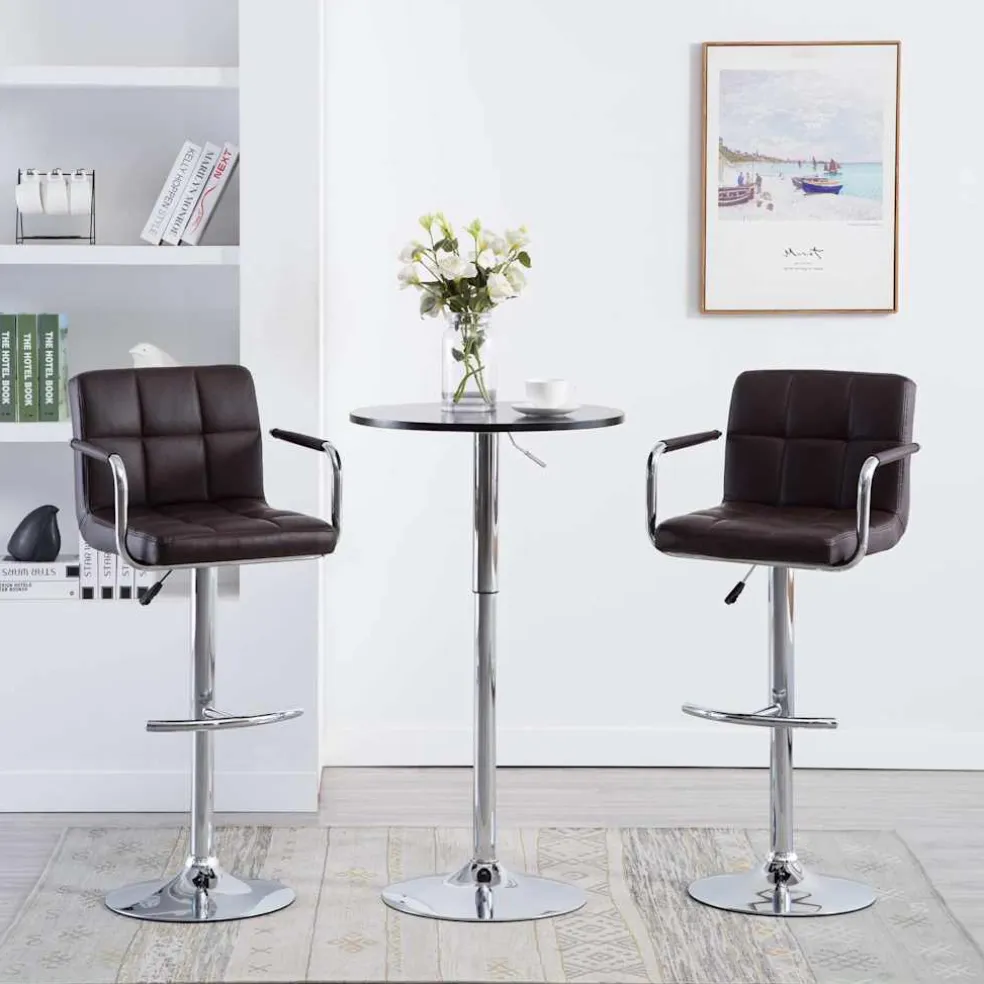 vidaXL Barstoelen 2 st kunstleer bruin