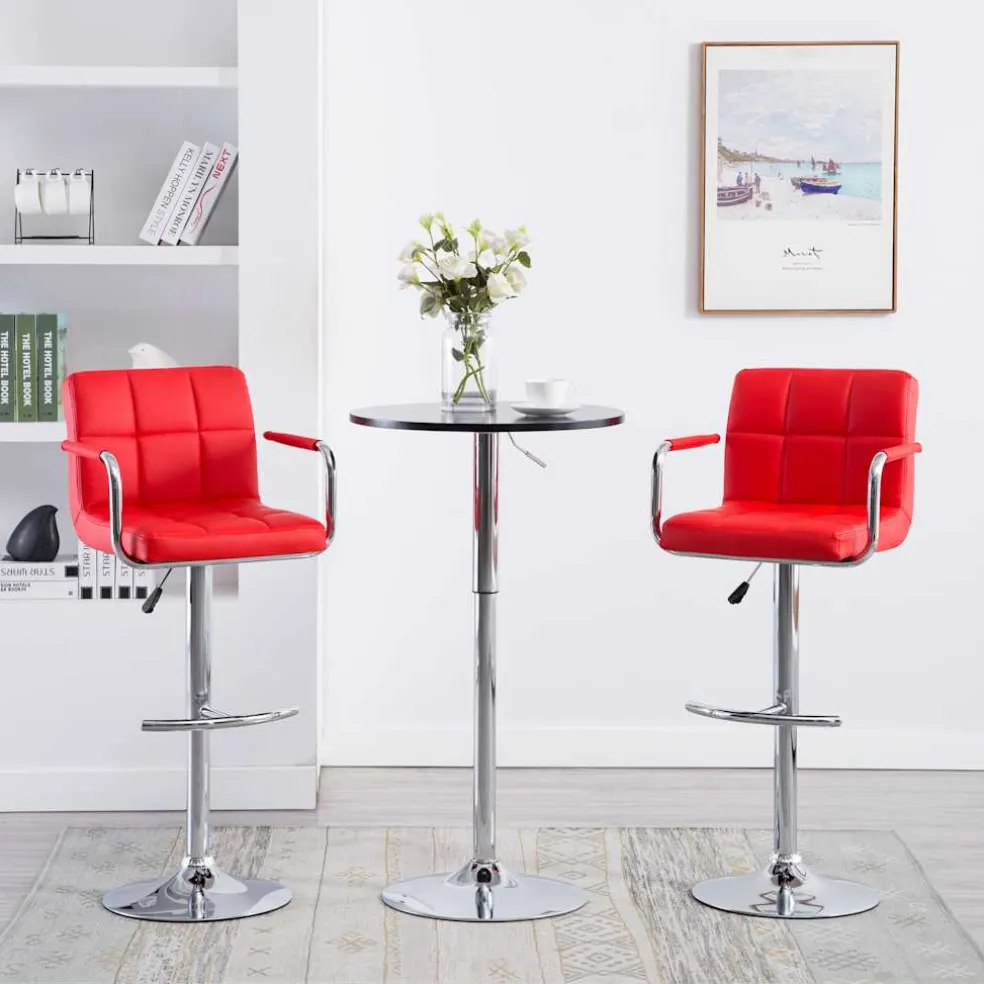 vidaXL Barstoelen 2 st kunstleer rood