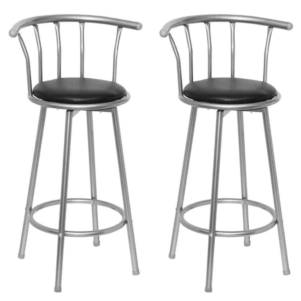 vidaXL Barstoelen 2 st kunstleer zwart