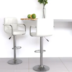 vidaXL Barstoelen 2 st kunstleer wit