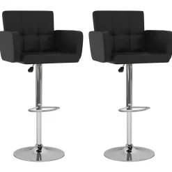 vidaXL Barstoelen 2 st kunstleer zwart