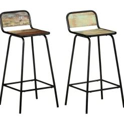 vidaXL Barstoelen 2 st massief gerecycled hout
