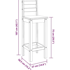 vidaXL Barstoelen 2 st massief grenenhout