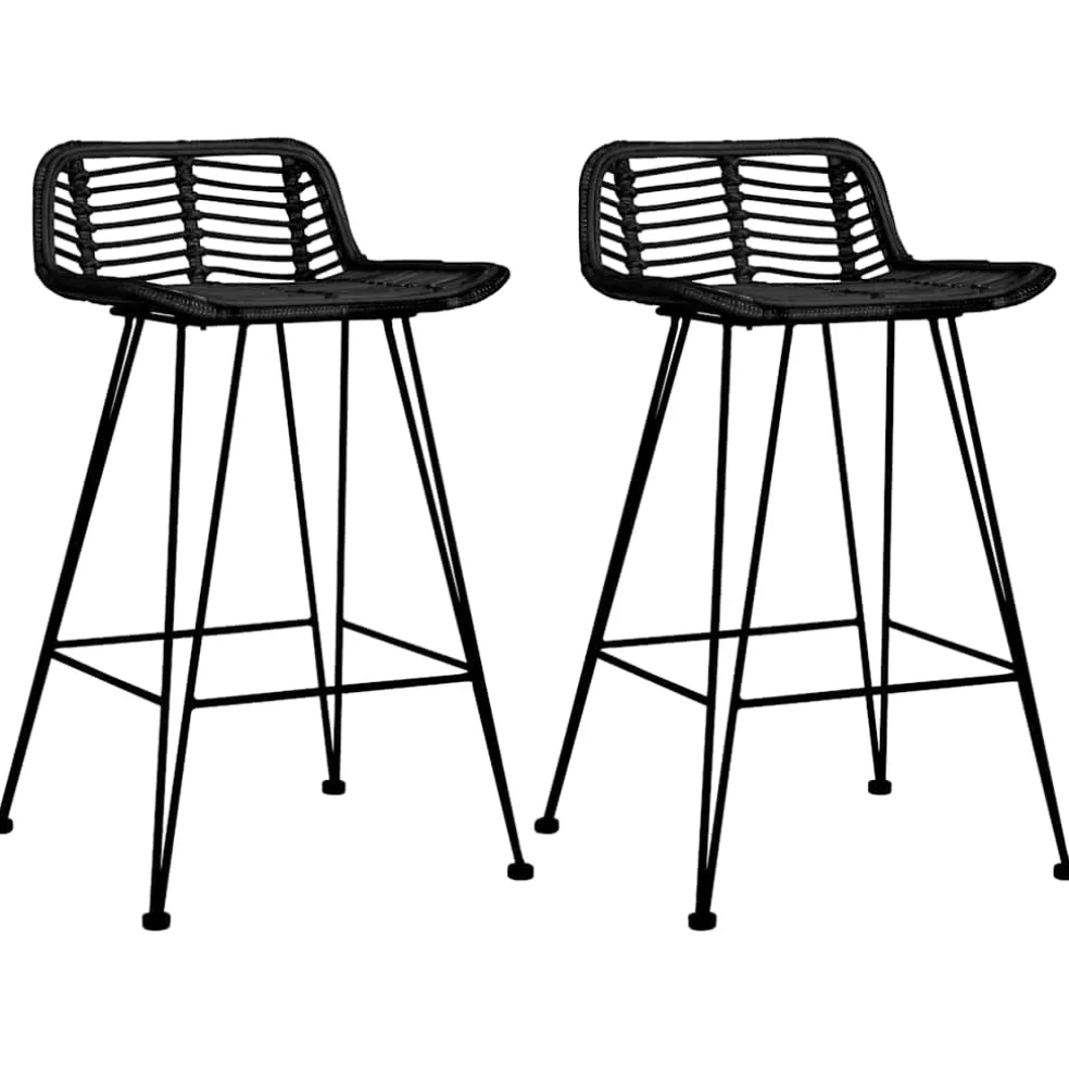 vidaXL Barstoelen 2 st rattan zwart