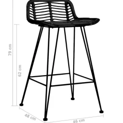 vidaXL Barstoelen 2 st rattan zwart
