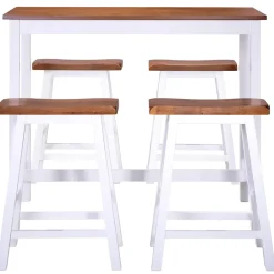 vidaXL Bartafel- en krukkenset massief hout 5-delig
