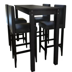 vidaXL Bartafel met 4 barkrukken zwart