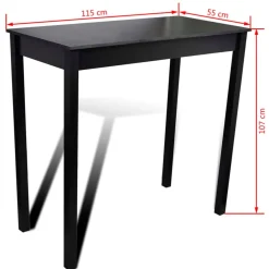 vidaXL Bartafel met 4 barkrukken zwart