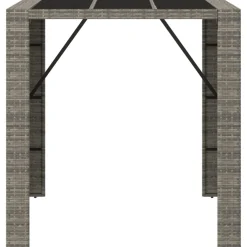 vidaXL Bartafel met glazen blad 105x80x110 cm poly rattan grijs
