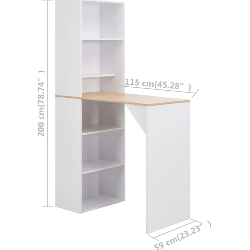 vidaXL Bartafel met kast 115x59x200 cm wit