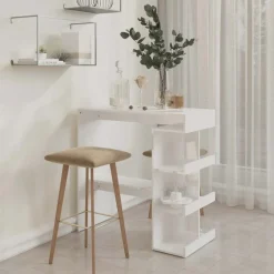 vidaXL Bartafel met opbergrek 100x50x101,5 cm hoogglans wit