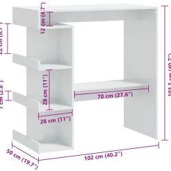vidaXL Bartafel met opbergrek 100x50x101,5 cm hoogglans wit
