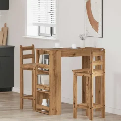 vidaXL Bartafel met opbergrek 102x50x103,5 cm artisanaal eikenkleurig