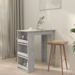 vidaXL Bartafel met opbergrek 102x50x103,5 cm spaanplaat betongrijs