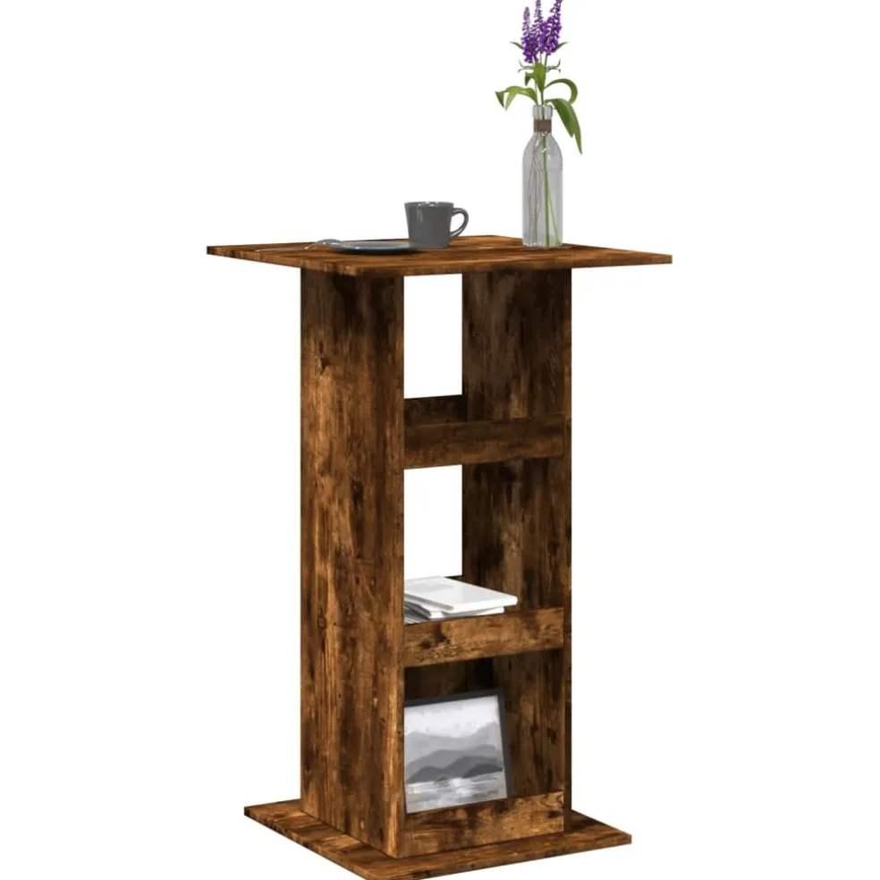 vidaXL Bartafel met opbergruimte 60x60x102 cm hout gerookt eikenkleur