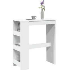 vidaXL Bartafel met rekken 90x40x103,5 cm bewerkt hout wit
