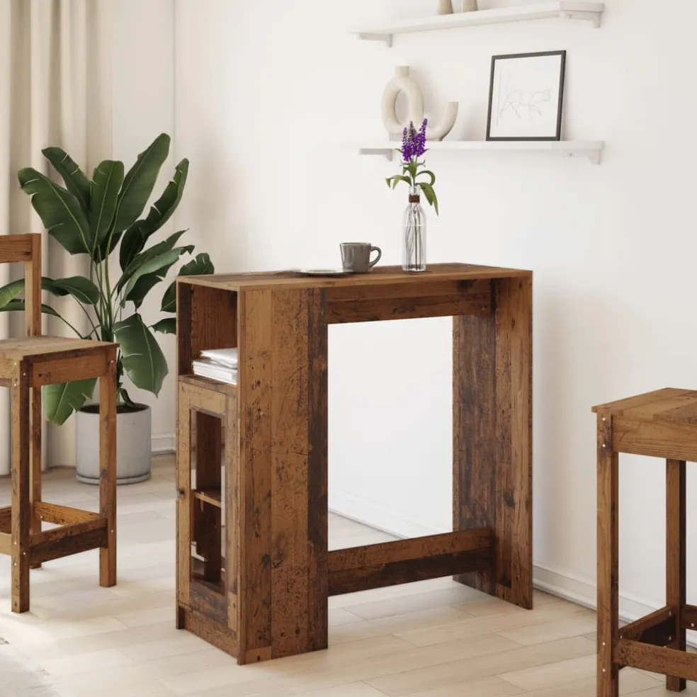 vidaXL Bartafel met rekken 101x40x103,5 cm bewerkt hout oud houtkleur