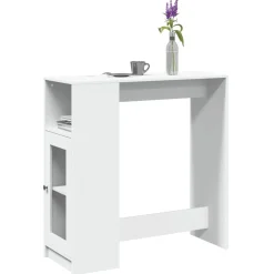 vidaXL Bartafel met rekken 101x40x103,5 cm bewerkt hout wit