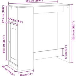 vidaXL Bartafel met rekken 101x40x103,5 cm bewerkt hout wit