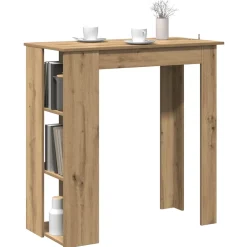 vidaXL Bartafel met schap 102x50x103,5cm bewerkt hout artisanaal eiken