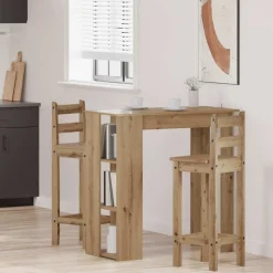 vidaXL Bartafel met schap 102x50x103,5cm bewerkt hout artisanaal eiken