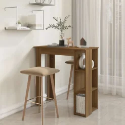 vidaXL Bartafel met schap 102x50x103,5 cm bewerkt hout bruin eiken