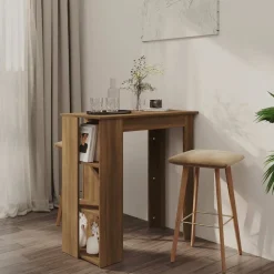 vidaXL Bartafel met schap 102x50x103,5 cm bewerkt hout bruin eiken