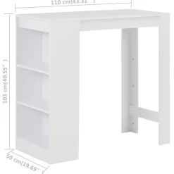 vidaXL Bartafel met schap 110x50x103 cm wit