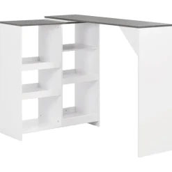 vidaXL Bartafel met verplaatsbaar schap 138x39x110 cm wit