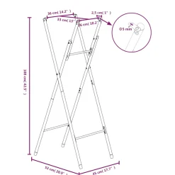 vidaXL Bartafelpoten inklapbaar 45x53x108 cm staal zilverkleurig