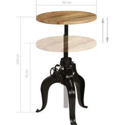 vidaXL Bartafel 60x(76-110) cm massief mangohout