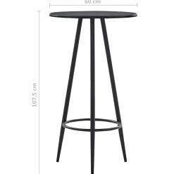 vidaXL Bartafel 60x107,5 cm MDF zwart
