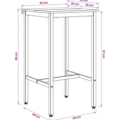 vidaXL Bartafel 52 x 52 x 90 cm Bewerkt hout Zwart eiken Rechthoekig