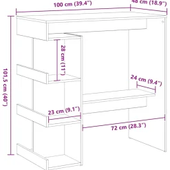 vidaXL Bartafel 100 x 48 x 101,5 cm Bewerkt hout Zwart Eiken