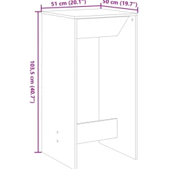 vidaXL Bartafel 51x50x103,5 cm bewerkt hout sonoma eikenkleurig