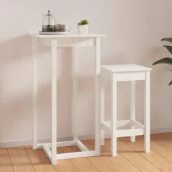 vidaXL Bartafel 60x60x110 cm massief grenenhout wit