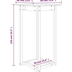 vidaXL Bartafel 60x60x110 cm massief grenenhout wit