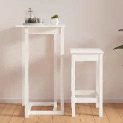 vidaXL Bartafel 60x60x110 cm massief grenenhout wit