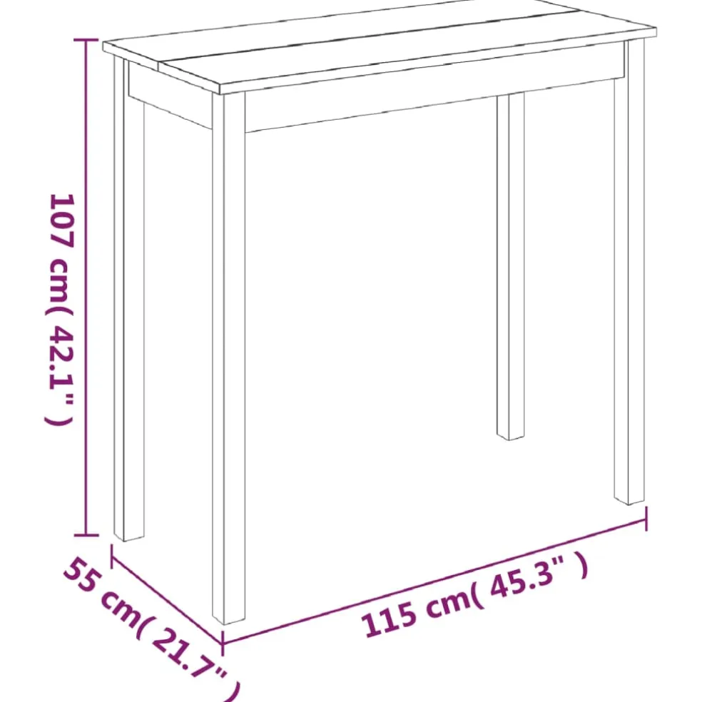 vidaXL Bartafel 115x55x107 cm MDF zwart
