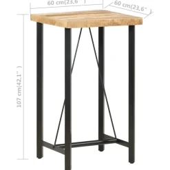 vidaXL Bartafel 60x60x107 cm ruw mangohout