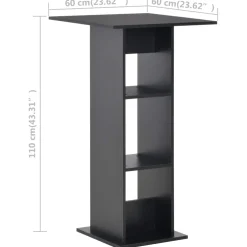 vidaXL Bartafel 60x60x110 cm zwart