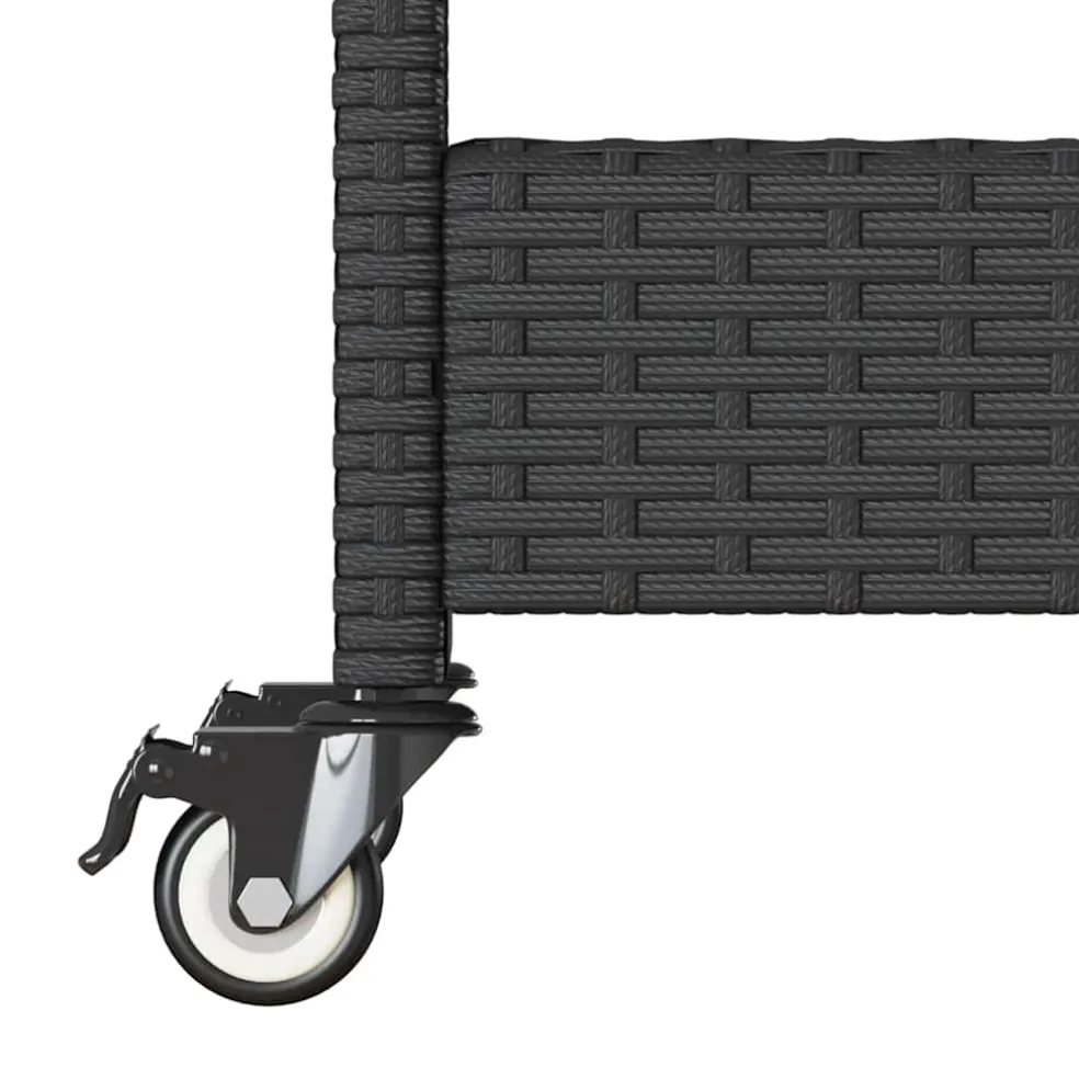 vidaXL Bartrolley 3-laags poly rattan en massief acaciahout zwart