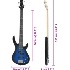 vidaXL Basgitaar voor beginners elektrisch met tas 4/4 46