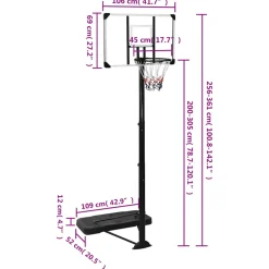 vidaXL Basketbalstandaard 256-361 cm polycarbonaat transparant