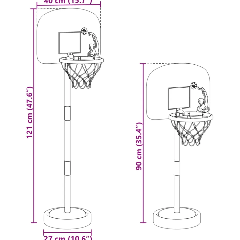 vidaXL Basketbalstandaard met bal en pomp hoogte verstelbaar 90/121 cm