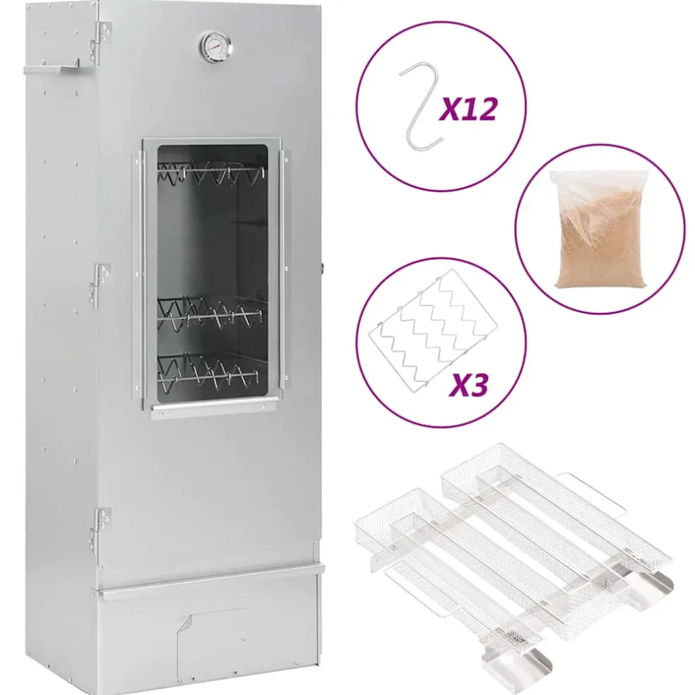 vidaXL BBQ-rookoven met koude rookgenerator gegalvaniseerd staal