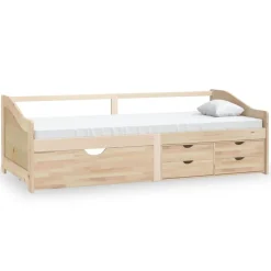 vidaXL Bedbank 3-zits met lades massief grenenhout 90x200 cm