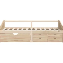 vidaXL Bedbank 3-zits met lades massief grenenhout 90x200 cm