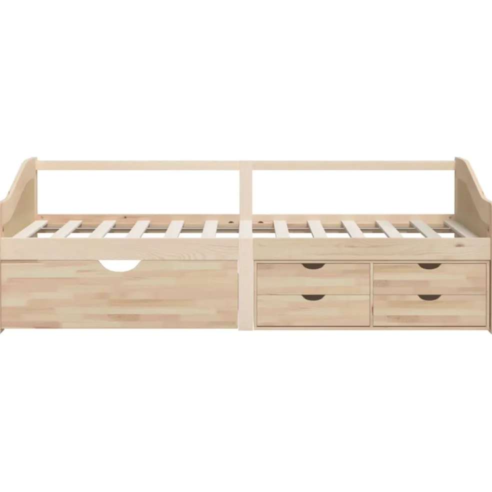 vidaXL Bedbank 3-zits met lades massief grenenhout 90x200 cm